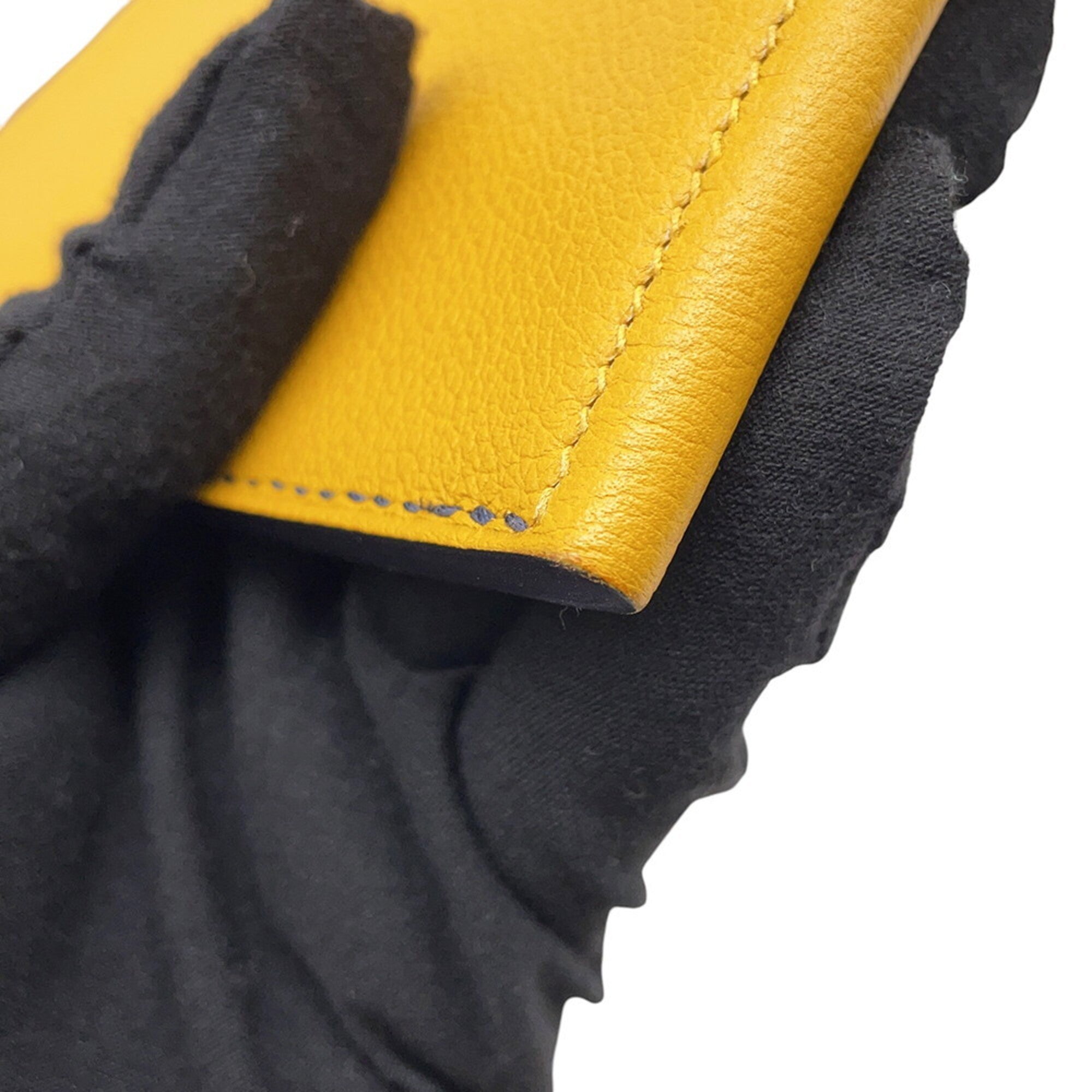 Hermes Clutch Bag Necto Jaune Ambre Blue Ancre Black Evercolor Box Calf C Stamp Men's Handbag HERMES — Like New