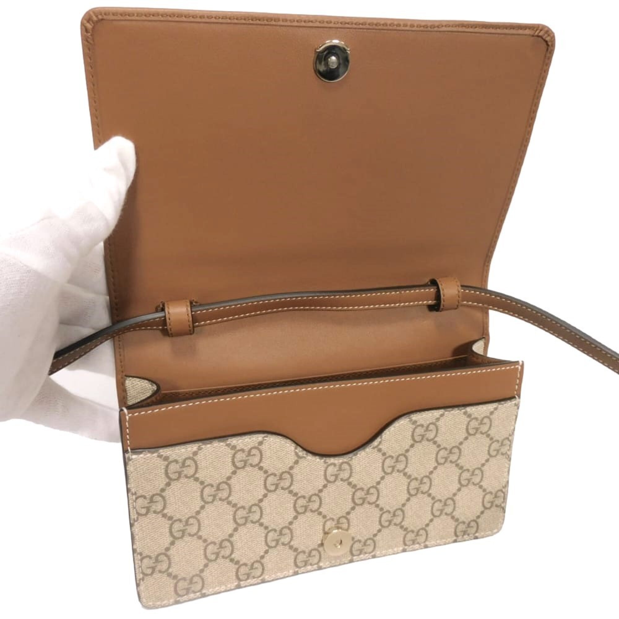 Gucci GUCCI Shoulder Bag GG Emblem Super Brown Web 2WAY Supreme Beige 820688 FAD6L 9758 Men's Women's — New - Store Return
