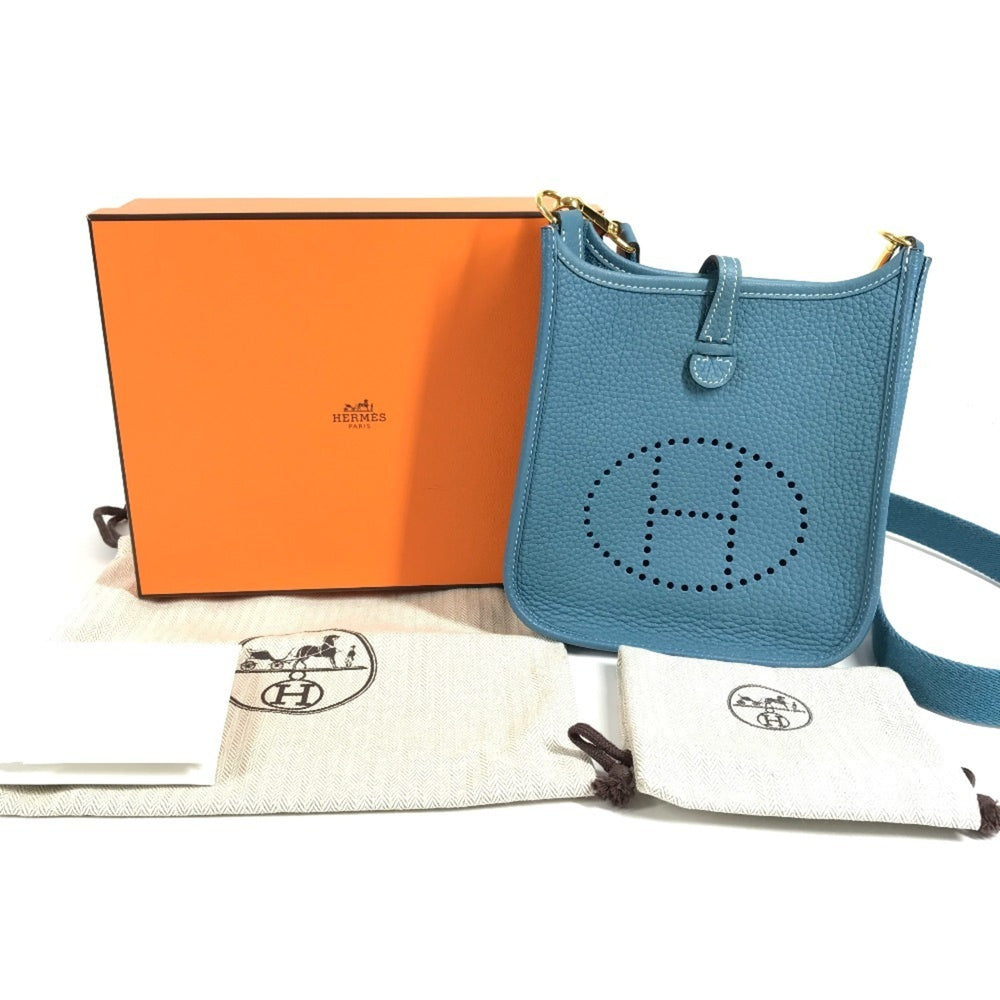 HERMES Evelyn TPM 16 Crossbody Pochette/Shoulder Bag in Taurillon Clemence Leather, New Blue Sheen for Men and Women — Like New