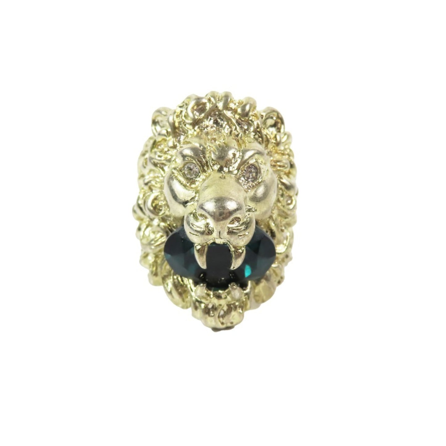 GUCCI Lion Head Ring Emerald Green Accessory Gold M Men's
