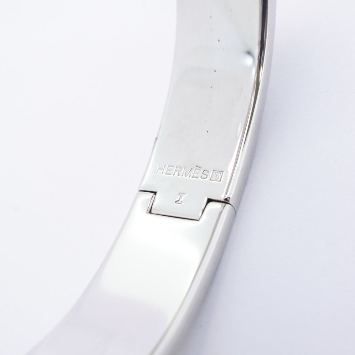 Hermes Click Clack PM Bangle, Metal, Silver, Pink, Women's