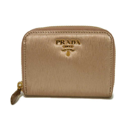 Prada Vitello Move Coin Purse with Round Compartment and Card Case, Pink Gold, 1MM268, Women's