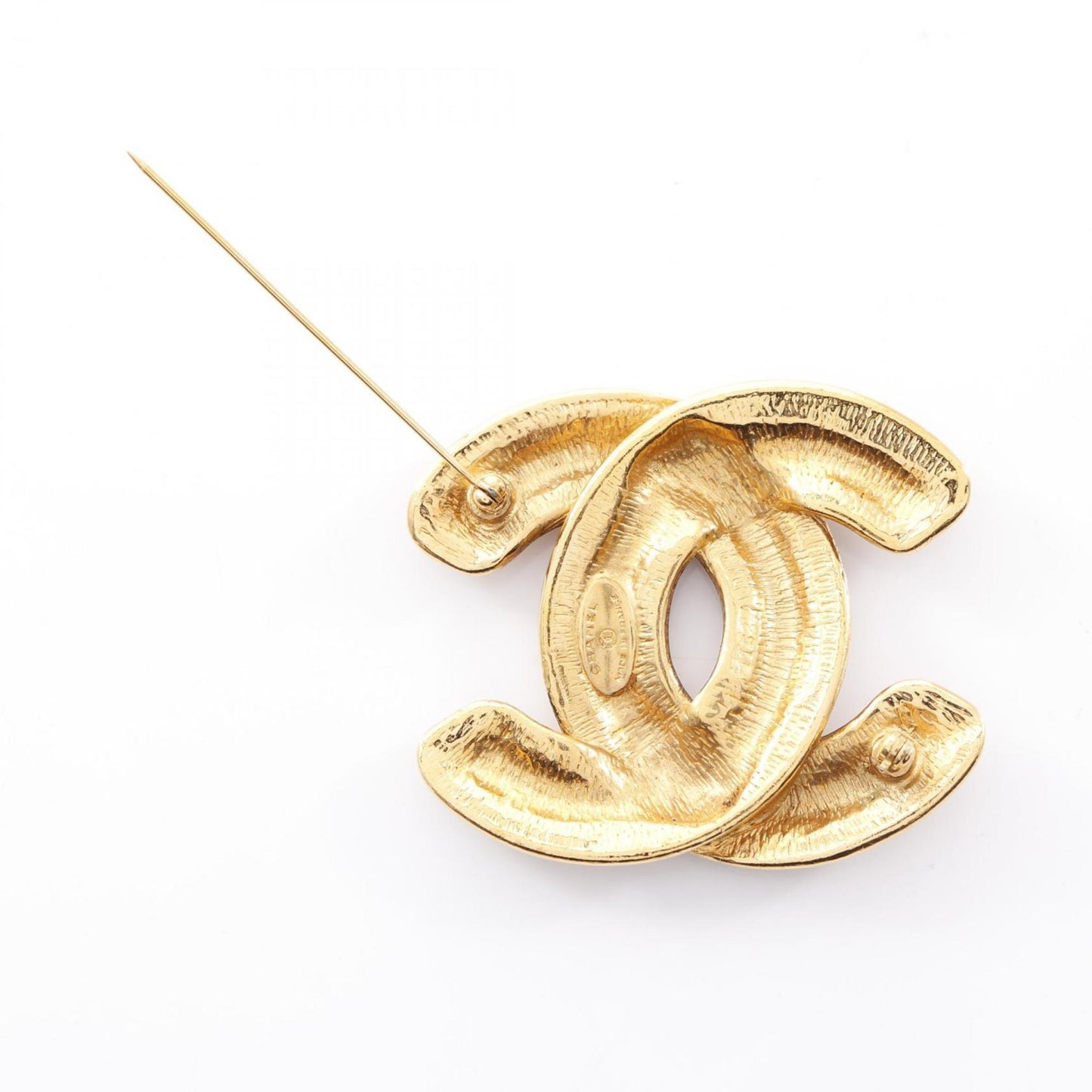 CHANEL Coco Mark Matelasse Brooch Accessory GP (Gold Plated) Women's Gold