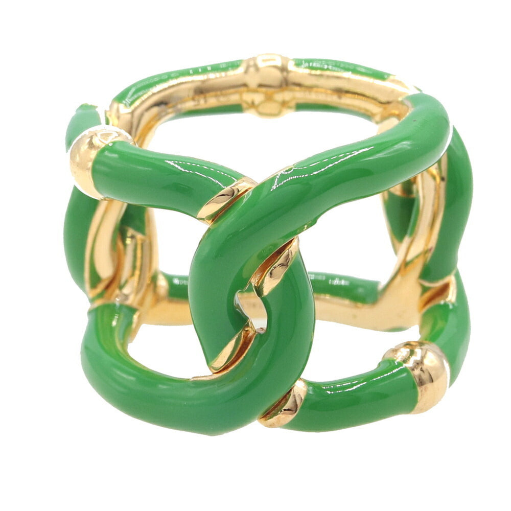 Bottega Veneta Paraquito Ring 666044, Gold, SV, Sterling Silver 925, Enamel, Green, Women's — Like New