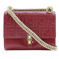 FENDI Canai Shoulder Bag 8M0381 17 Calf Red Flap Mini Women's