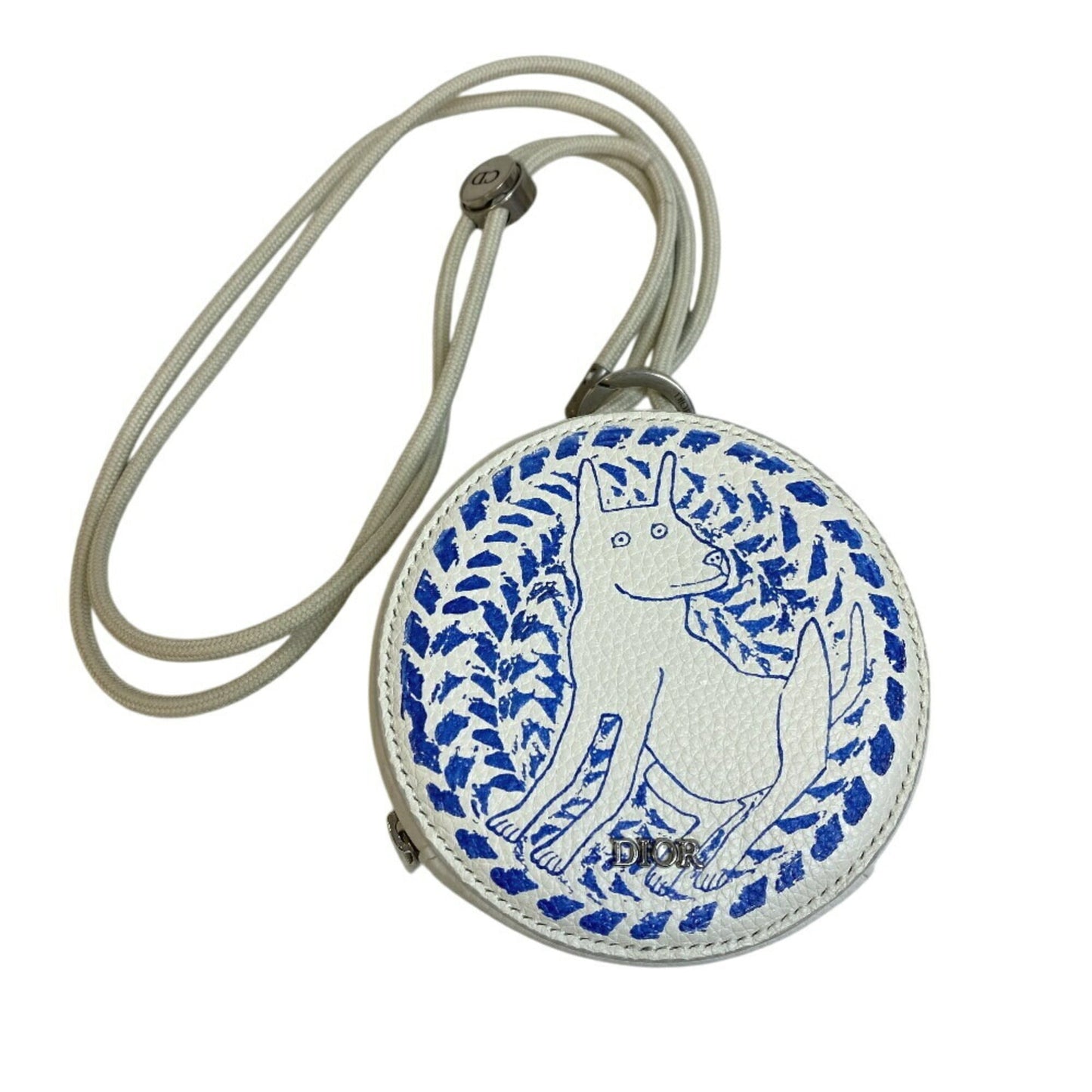 Christian Dior Yo-Yo Pouch with Strap, Dog, Hilton & Nell Collaboration, White, Unisex