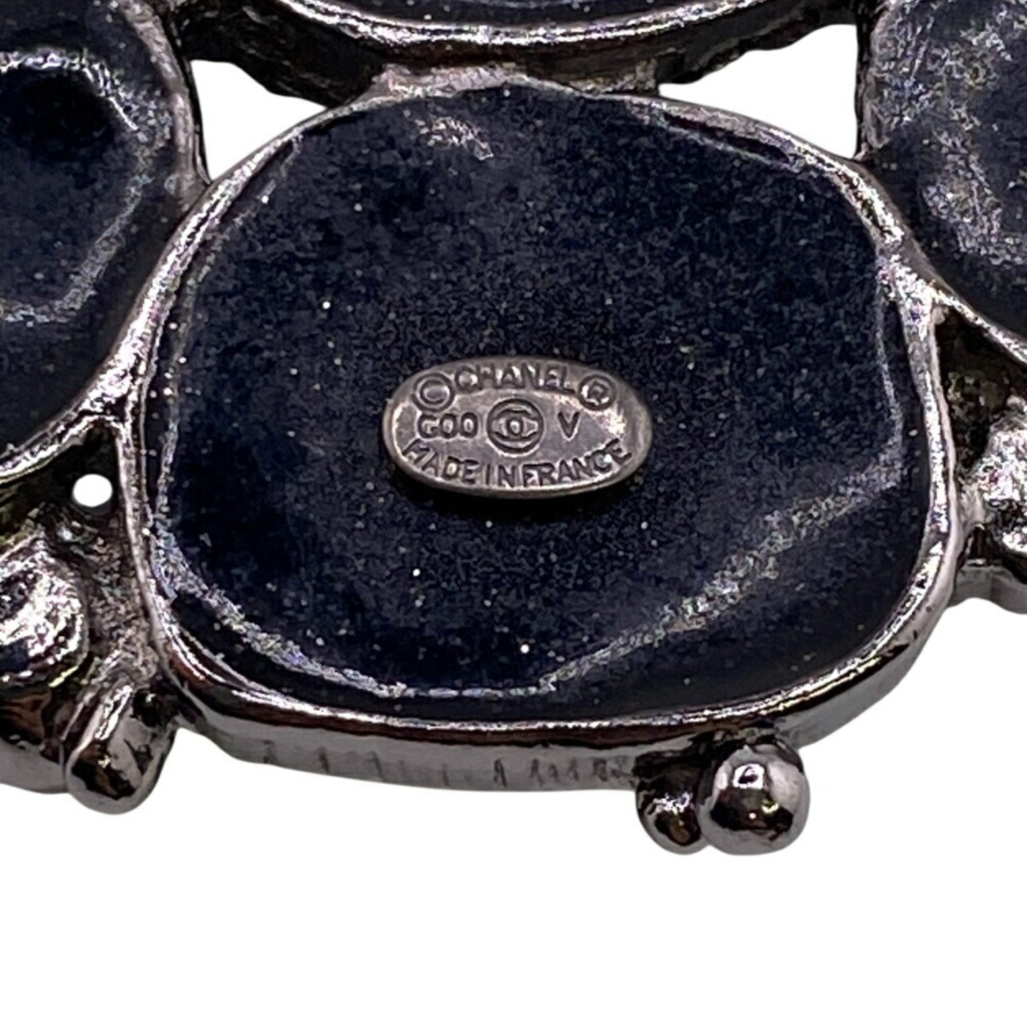 CHANEL C00V Coco Mark Rhinestone Brooch Black Women's