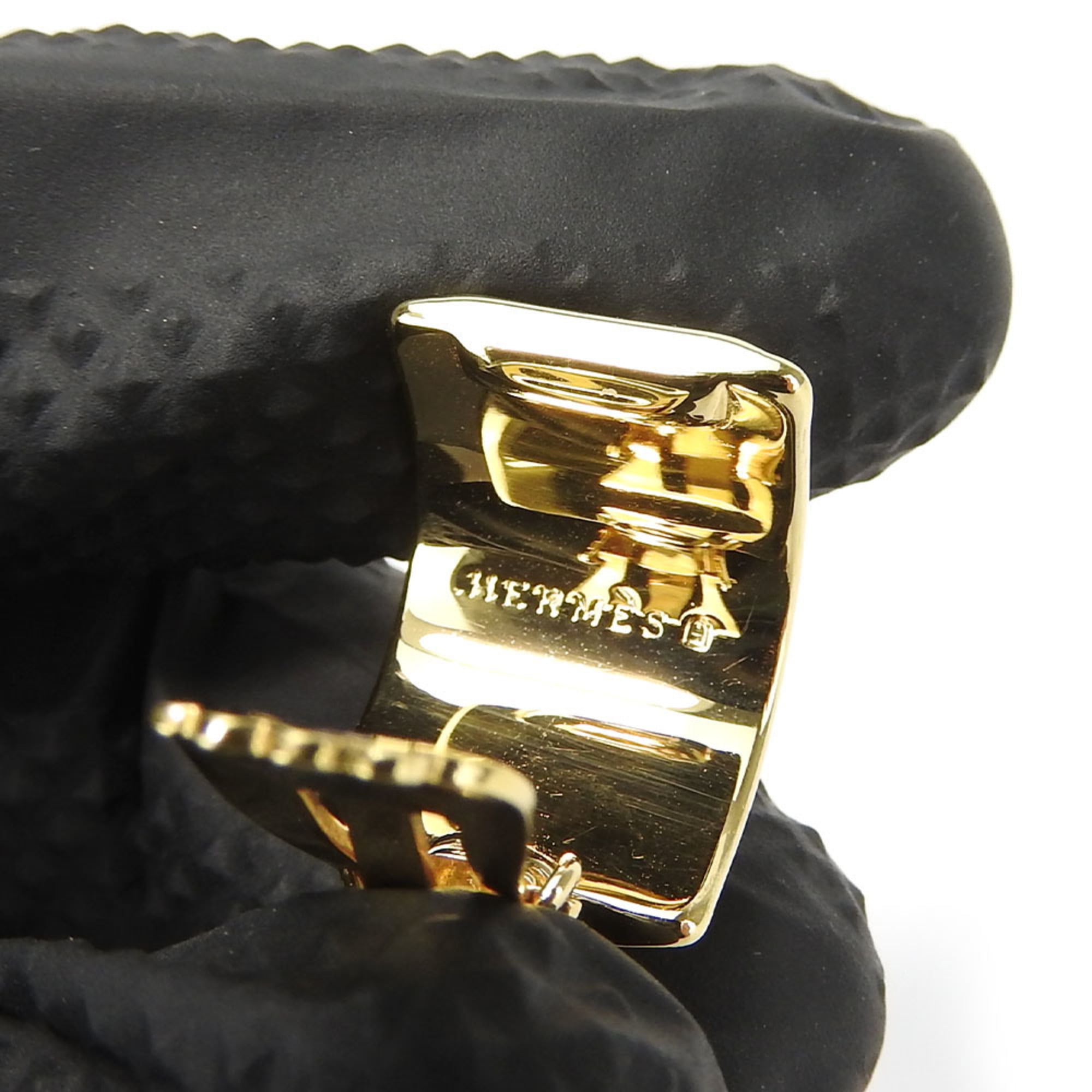 Hermes Earrings, Enamel, Metal, Cloisonne, Multicolor, Gold, Navy Blue, Lion, Women's, HERMES