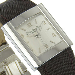 Christian Dior Riva Watch D80-100, Stainless Steel and Canvas, Quartz Movement, Analog Display, Silver Dial, Women's — Good