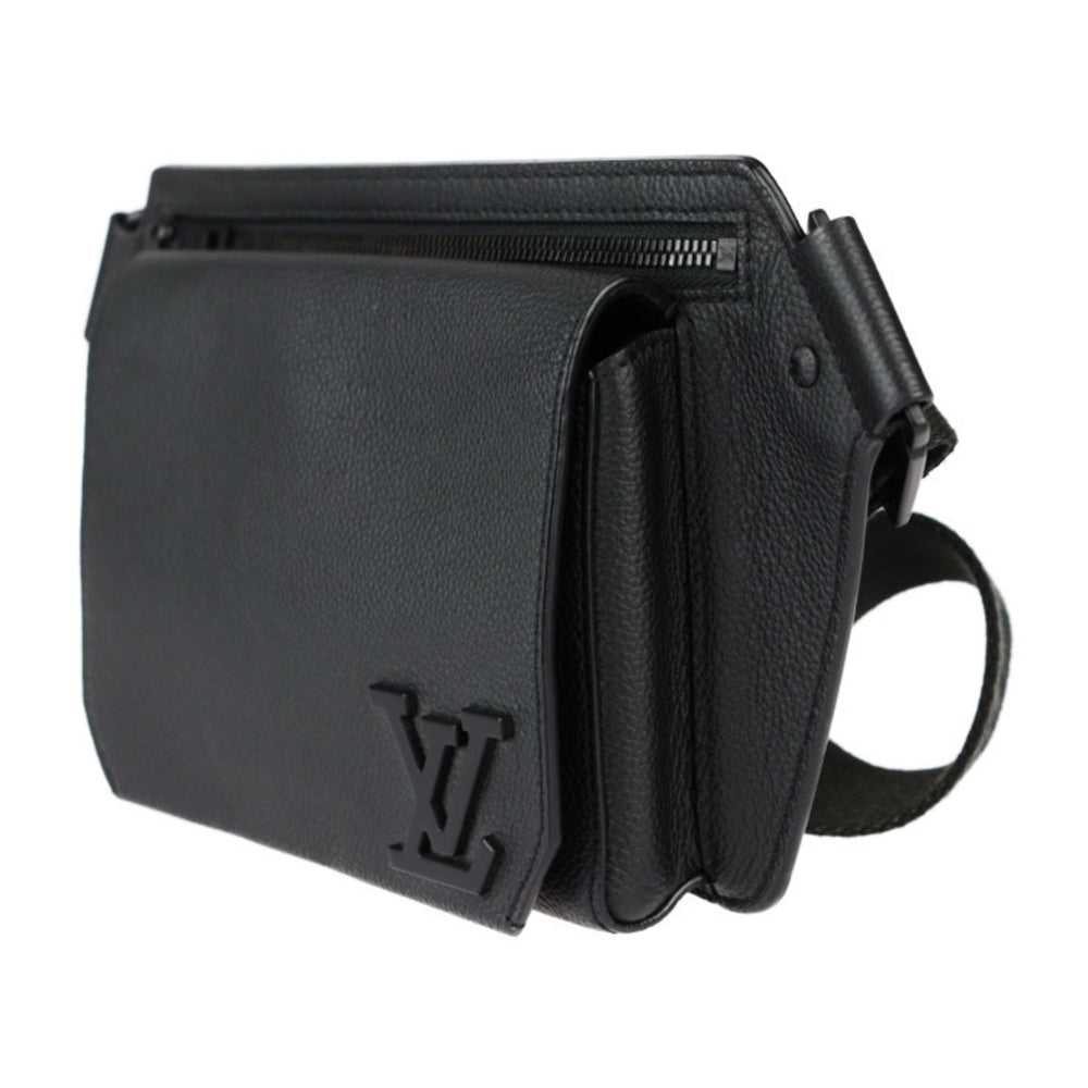 LOUIS VUITTON Louis Vuitton Take Off Sling Body Bag M57081 Grained Leather Noir Black LV Waist — Like New