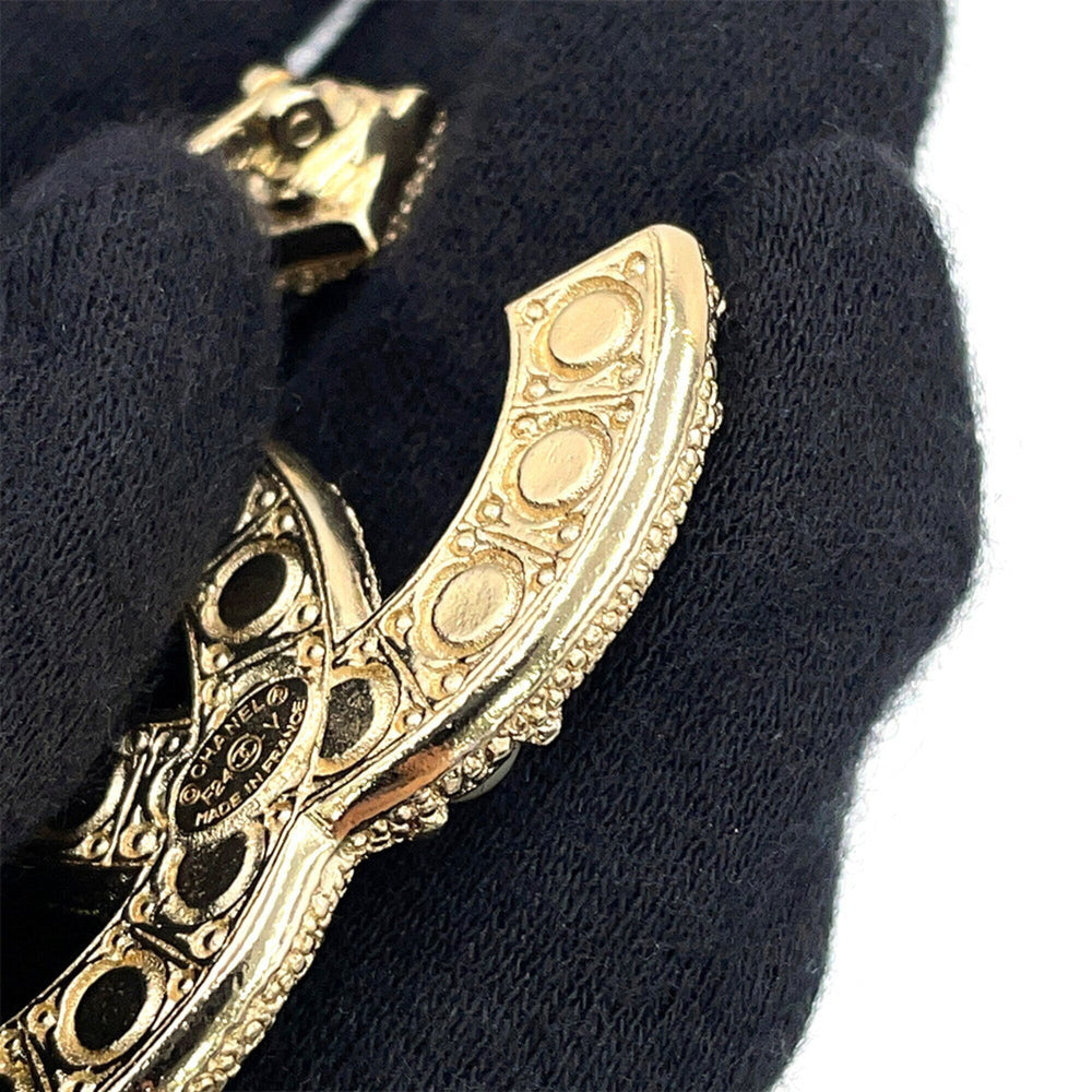 Chanel Brooch, Coco Mark Rhinestone, Faux Pearl, Metal, F24V A64762 CHANEL Brooch BROACH — Like New