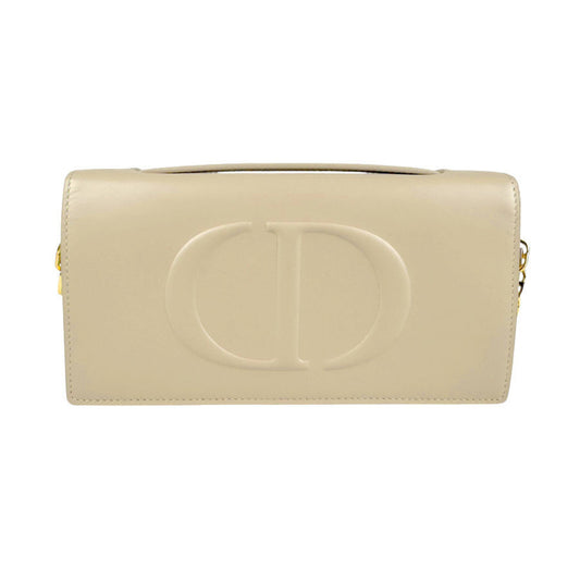 Christian Dior Shoulder Bag Leather Beige Women's Z4382