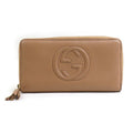 Gucci Soho Round Long Wallet in Beige and Gold Leather, Women's, 308004 e61060i