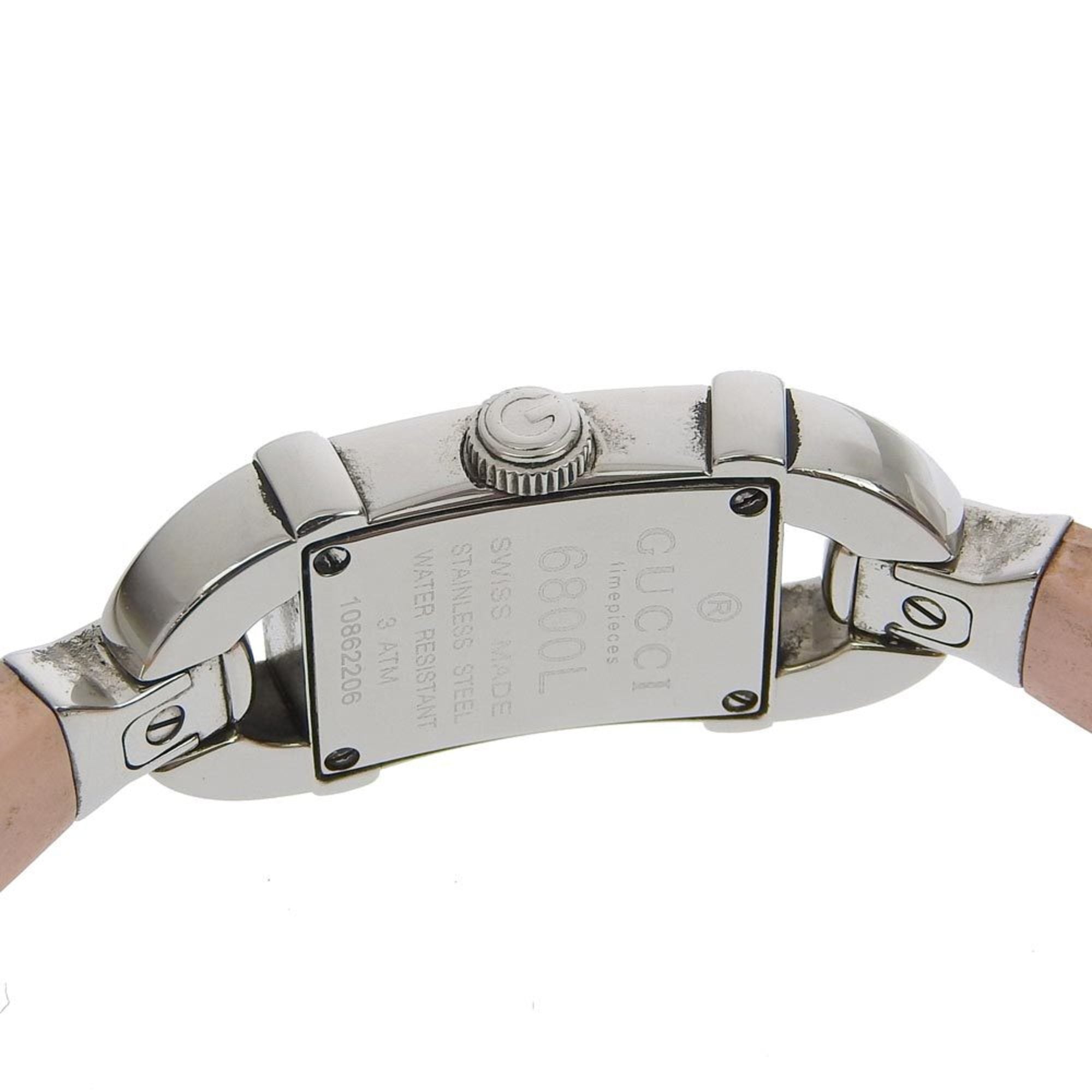 Gucci Bamboo Watch 6800L Stainless Steel x Rubber Pink Quartz Analog Display White Dial Women's — Good
