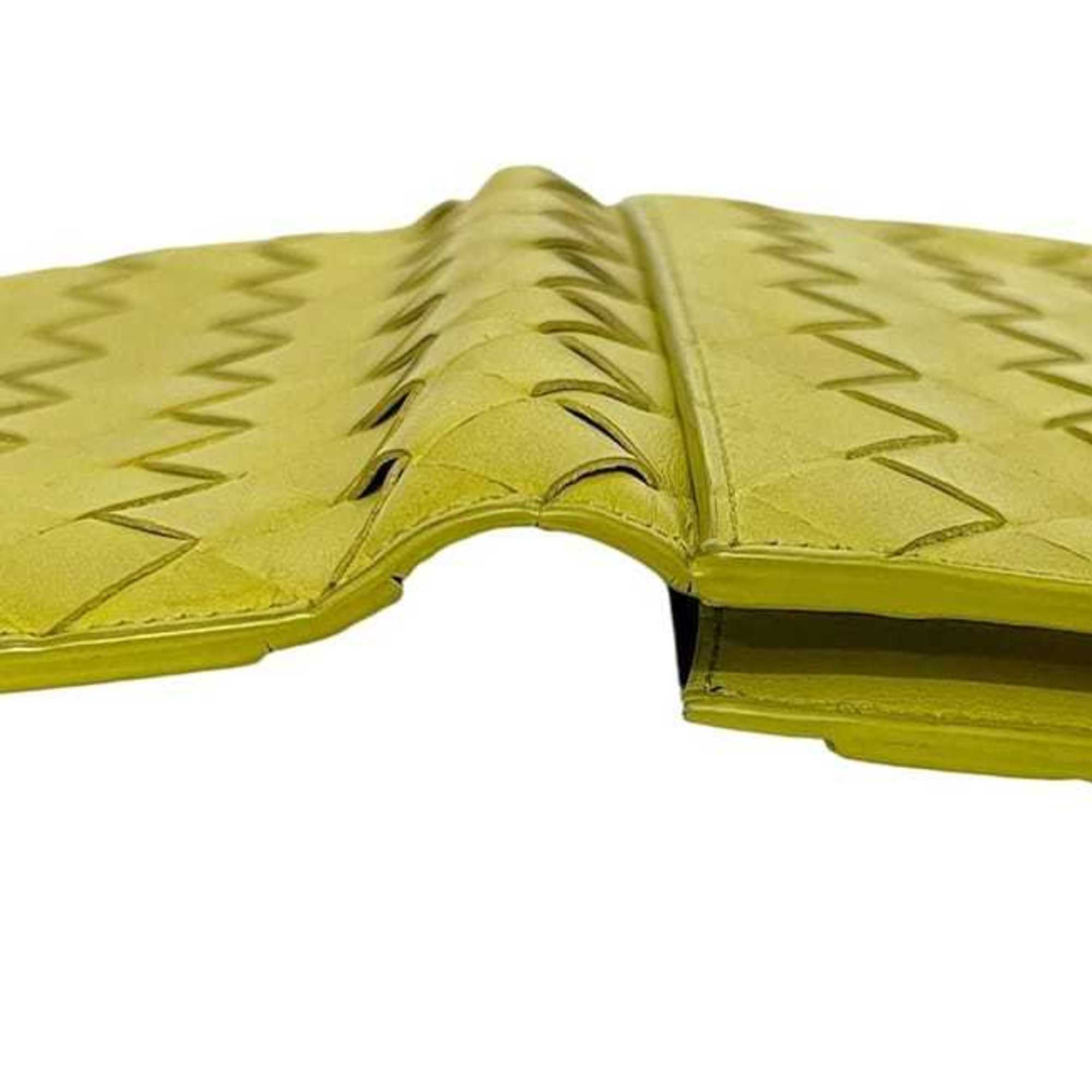 Bottega Veneta Bifold Long Wallet ec-24435 Yellow Cassette 676593 Leather P02068570A BOTTEGA VENETA Braided Flap Men's Women's