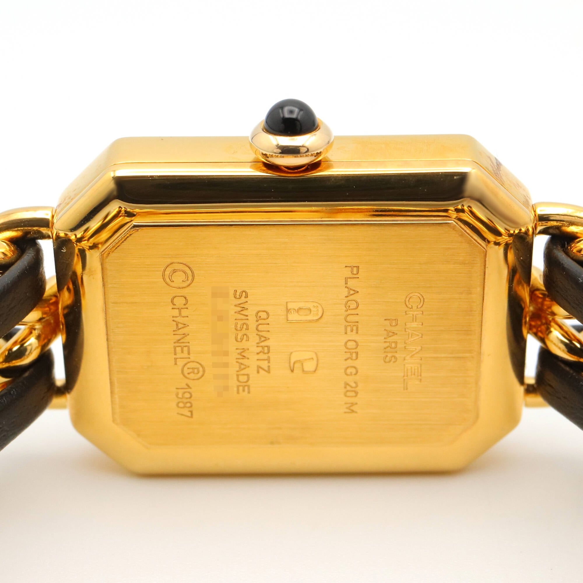Chanel CHANEL Première S Watch, Gold Plated (GP), Leather Strap, Women's, Black, H0001 — Very Good
