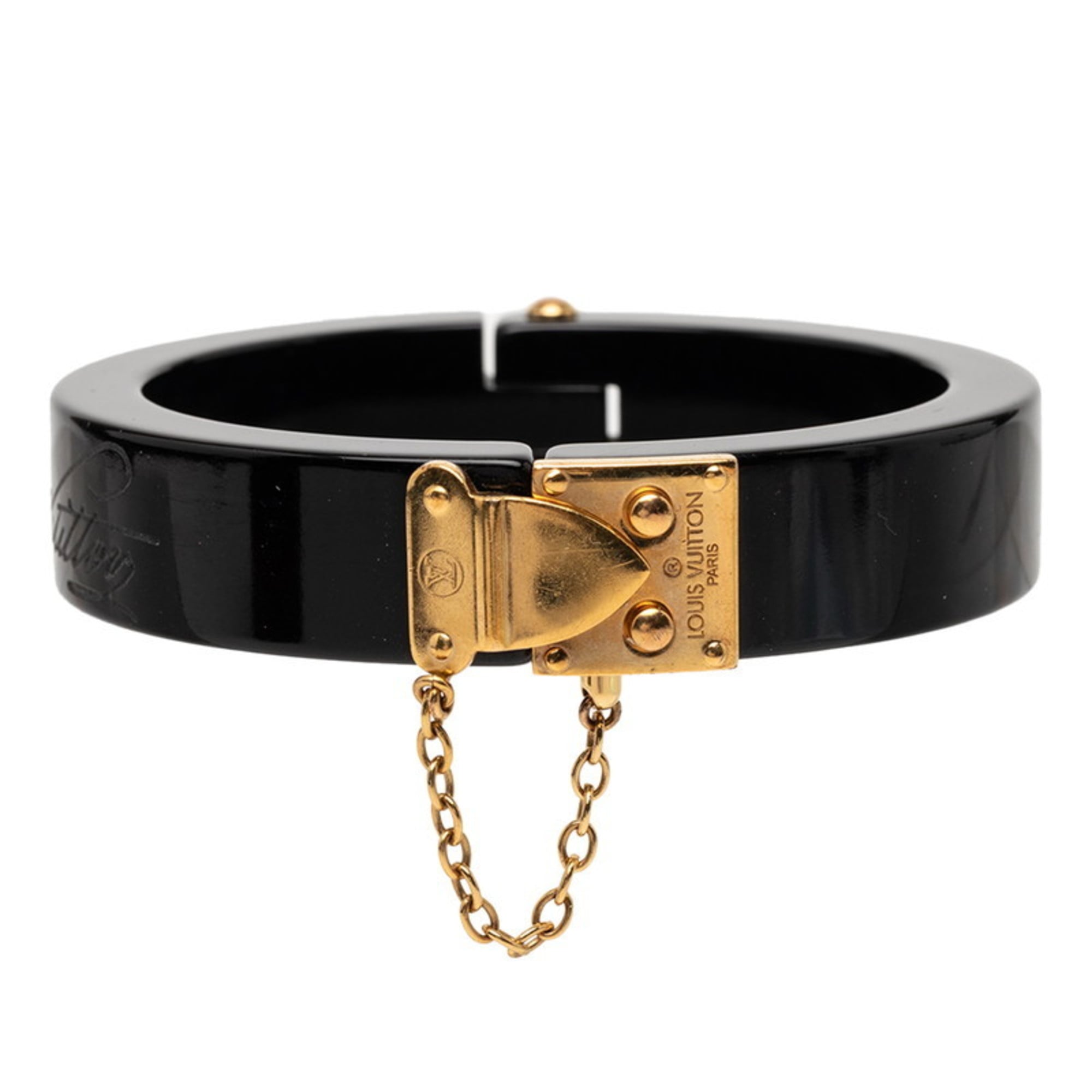 Louis Vuitton LockMe Bangle Bracelet in Black Gold with Plastic Plated for Women