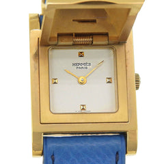 Hermès Medor Men's Watch, Gold-Plated Leather, Quartz Movement, Analog Display, White Dial — Good