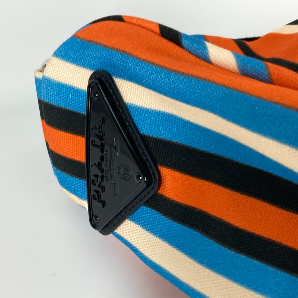 PRADA 2VY007 stripe bag crossbody Shoulder Bag Orange Blue x Black — Like New