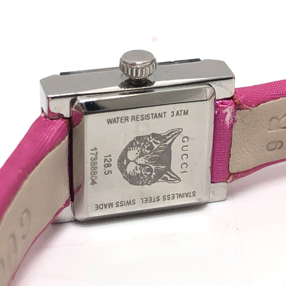 GUCCI 128.5 Pink Shell Quartz Wristwatch Watch SS Ladies Silver S-240816-8 — Good