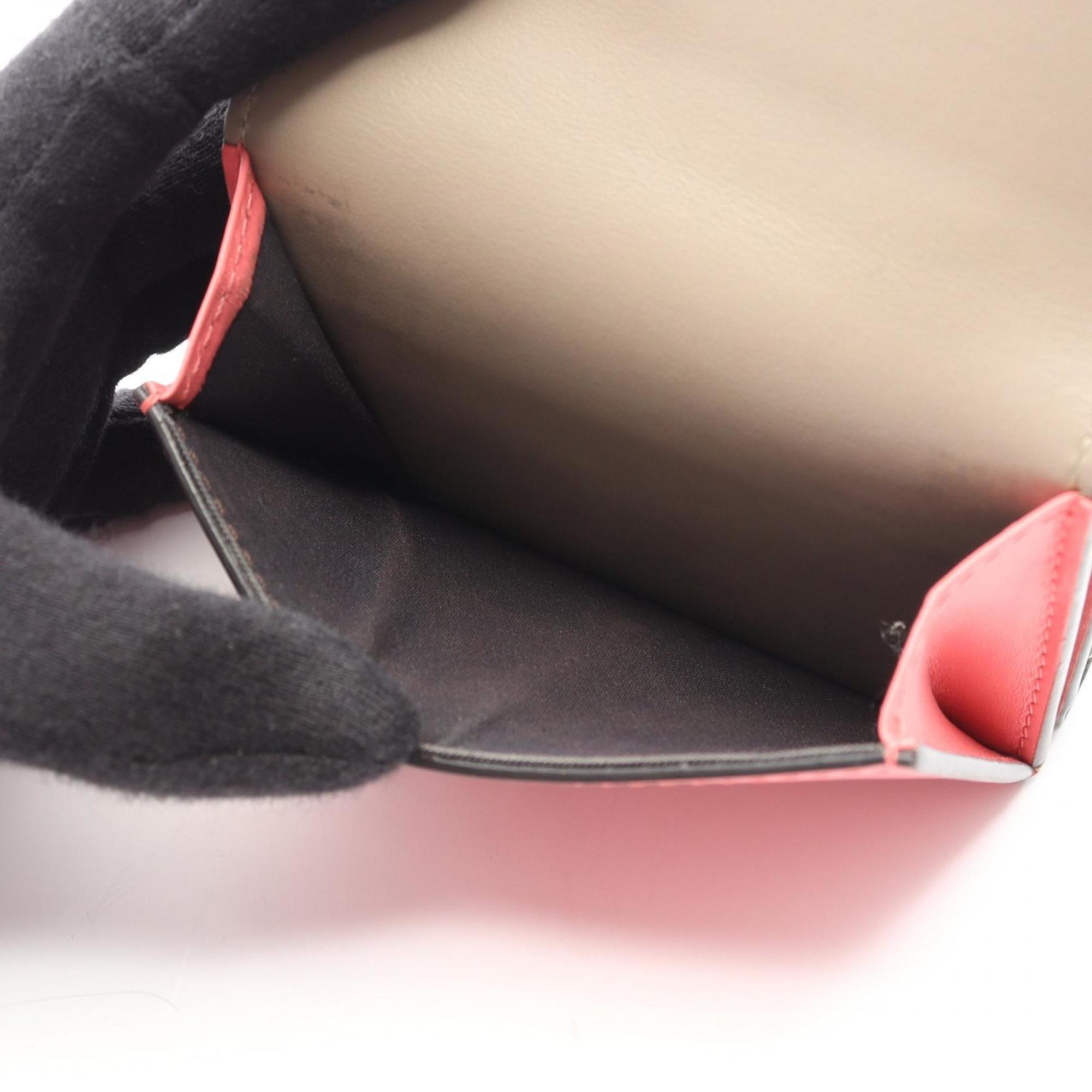 Fendi FF Diamond Tri-fold Wallet, Leather, Women's, Beige and Pink, 8M0480ALWA