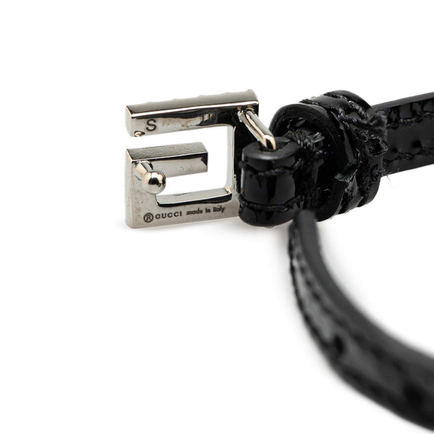 Gucci Square G Rhinestone Bracelet 623237 Black Leather Women's GUCCI