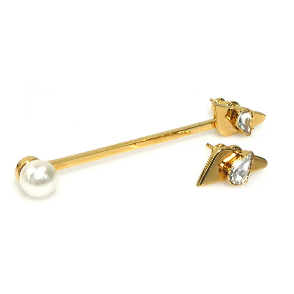 Fendi FENDI Earrings, Metal, Faux Pearl, Stone, Gold, Women's, H31438a