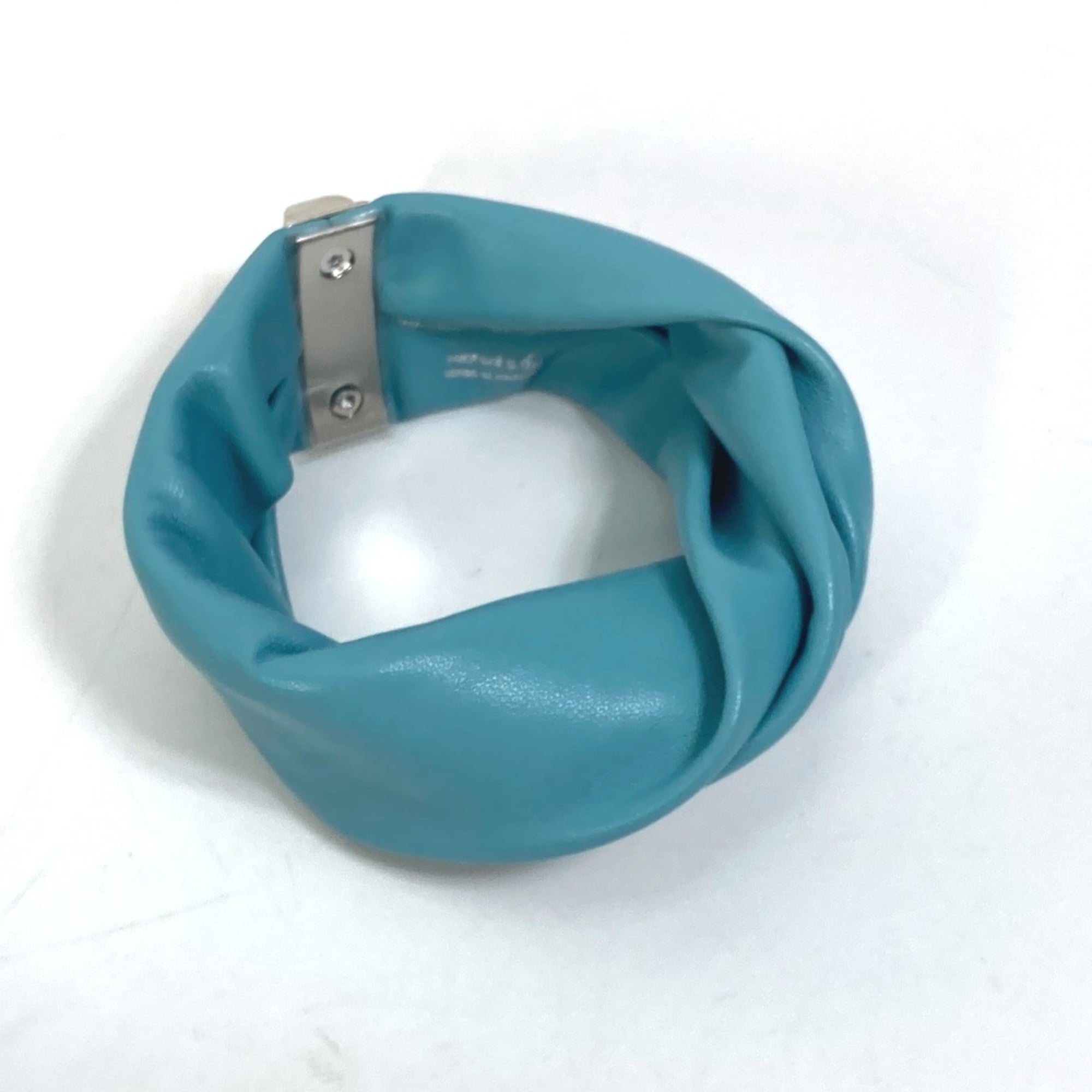HERMES Medor Torsade Petit H Bracelet, Leather, Women's, Light Blue — Like New