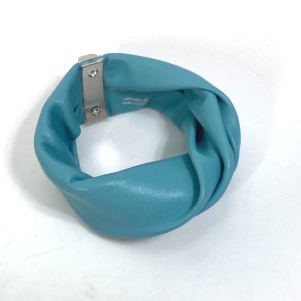 HERMES Medor Torsade Petit H Bracelet, Leather, Women's, Light Blue — Like New