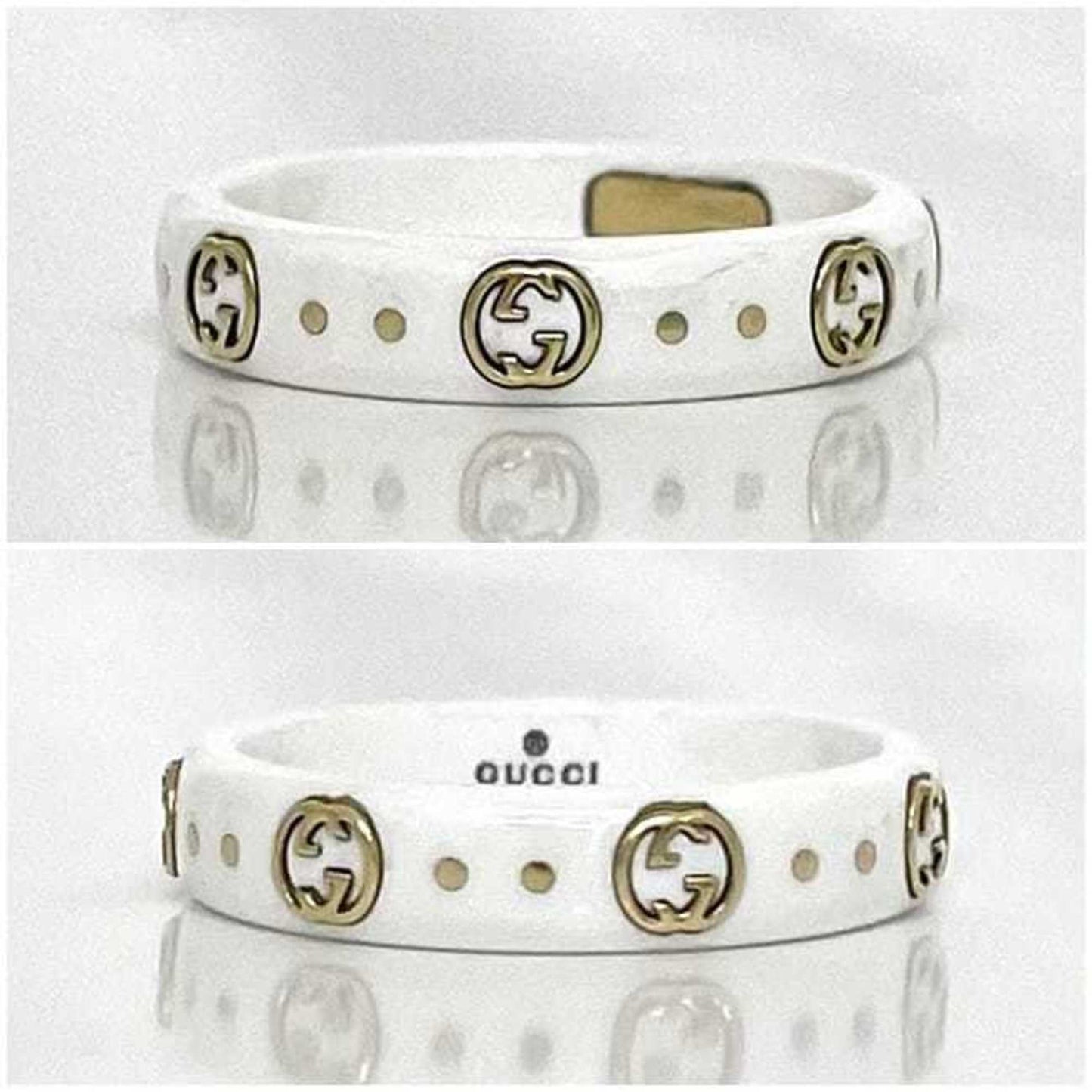 Gucci Icon Ring f-22977 White Yellow Gold Interlocking 679262 J85V5 8062 JP11 750 Ceramic GUCCI GG 18K Women's YG