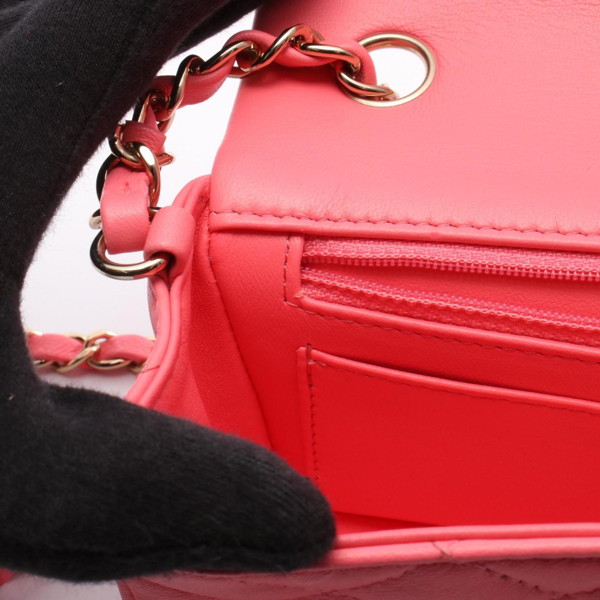 CHANEL Mini Matelasse 20 Shoulder Bag, Leather, Women's, Pink, A69900