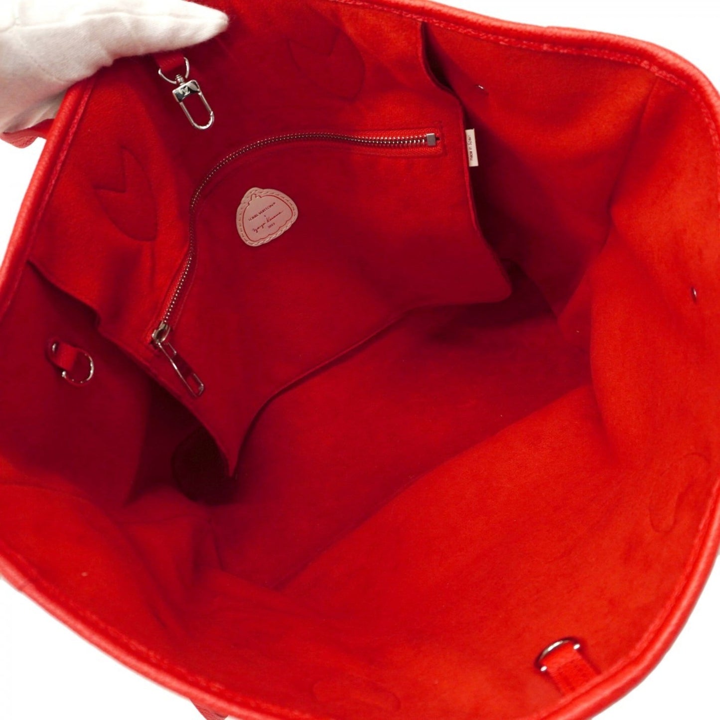 Louis Vuitton Tote Bag Monogram Empreinte Neverfull MM in collaboration with Yayoi Kusama, M46422, Rouge Bron, Women's