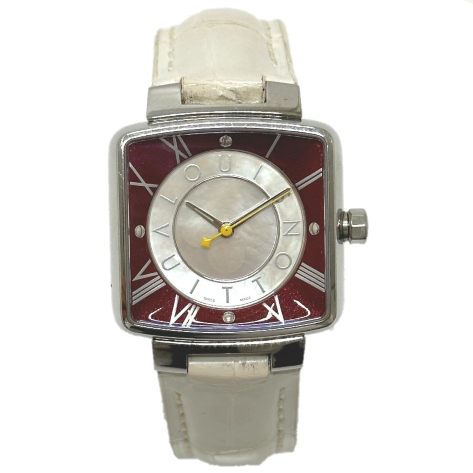 Louis Vuitton Q221J Quartz Wristwatch Silver Wine red Based — Good