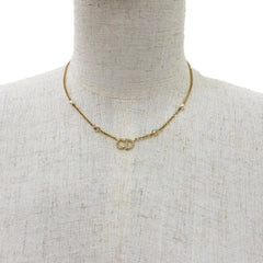 Christian Dior Clair D Lune necklace with CD logo and rhinestones, gold, for women, box — Like New
