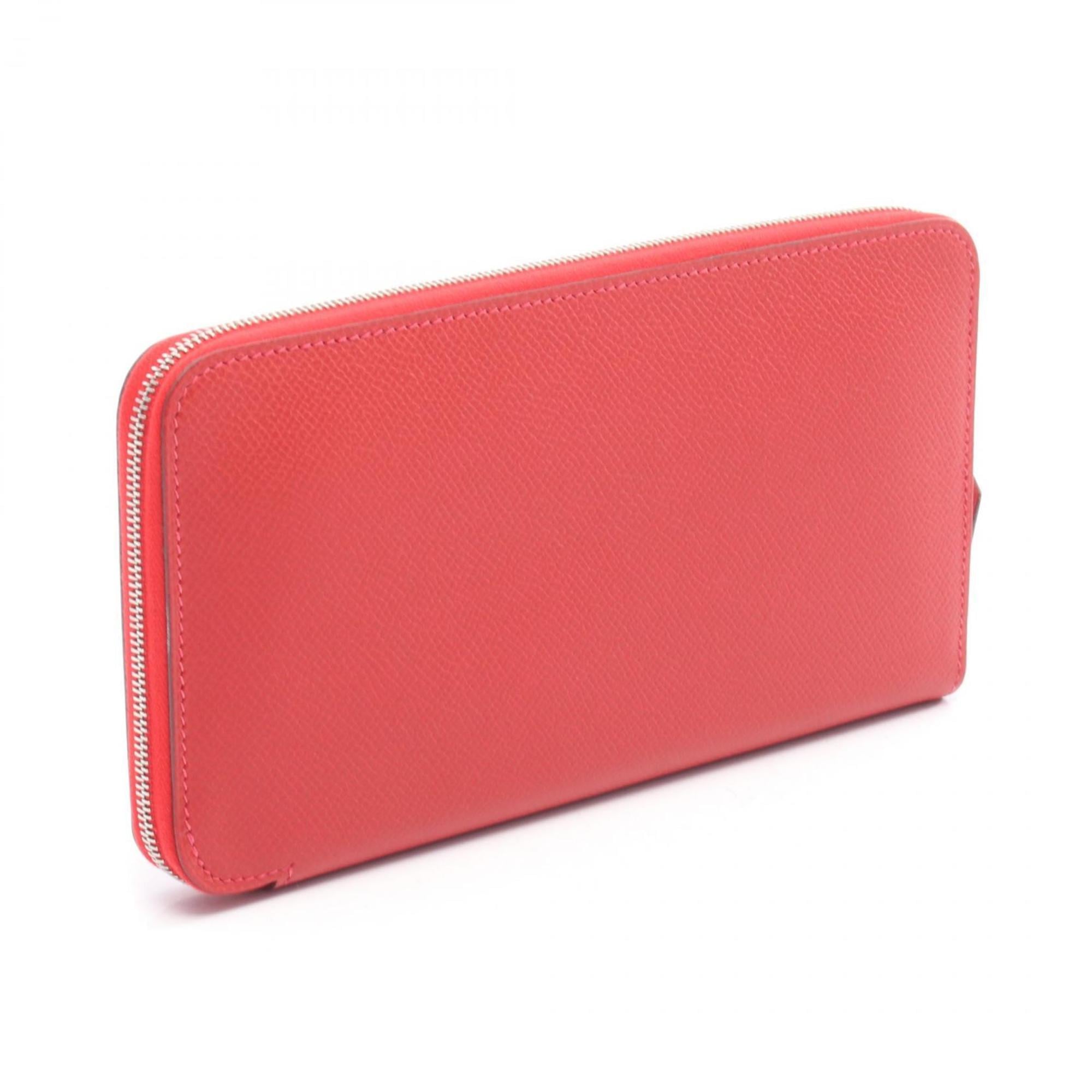 Hermes Hermès Azap Long Round Wallet, Leather, Epsom Women's, Red