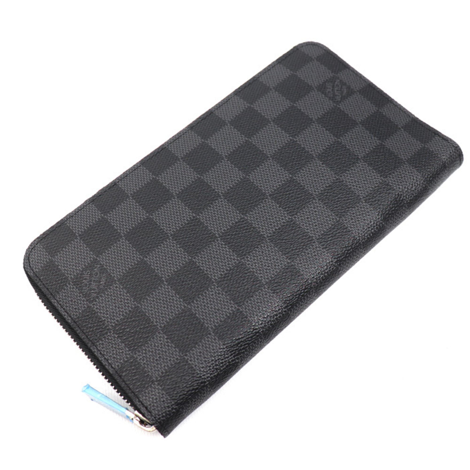 LOUIS VUITTON Zippy Organizer Long Wallet with Round Zipper, Damier Graphite, Black, N63077 CA4180, Men's