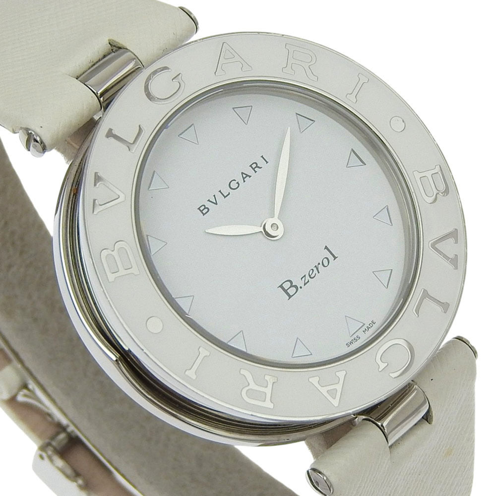 BVLGARI Bzero1 Watch, BZ35S/BZ35WLSL, Stainless Steel and Leather, Quartz Movement, Analog Display, White Dial, Women's — Very Good