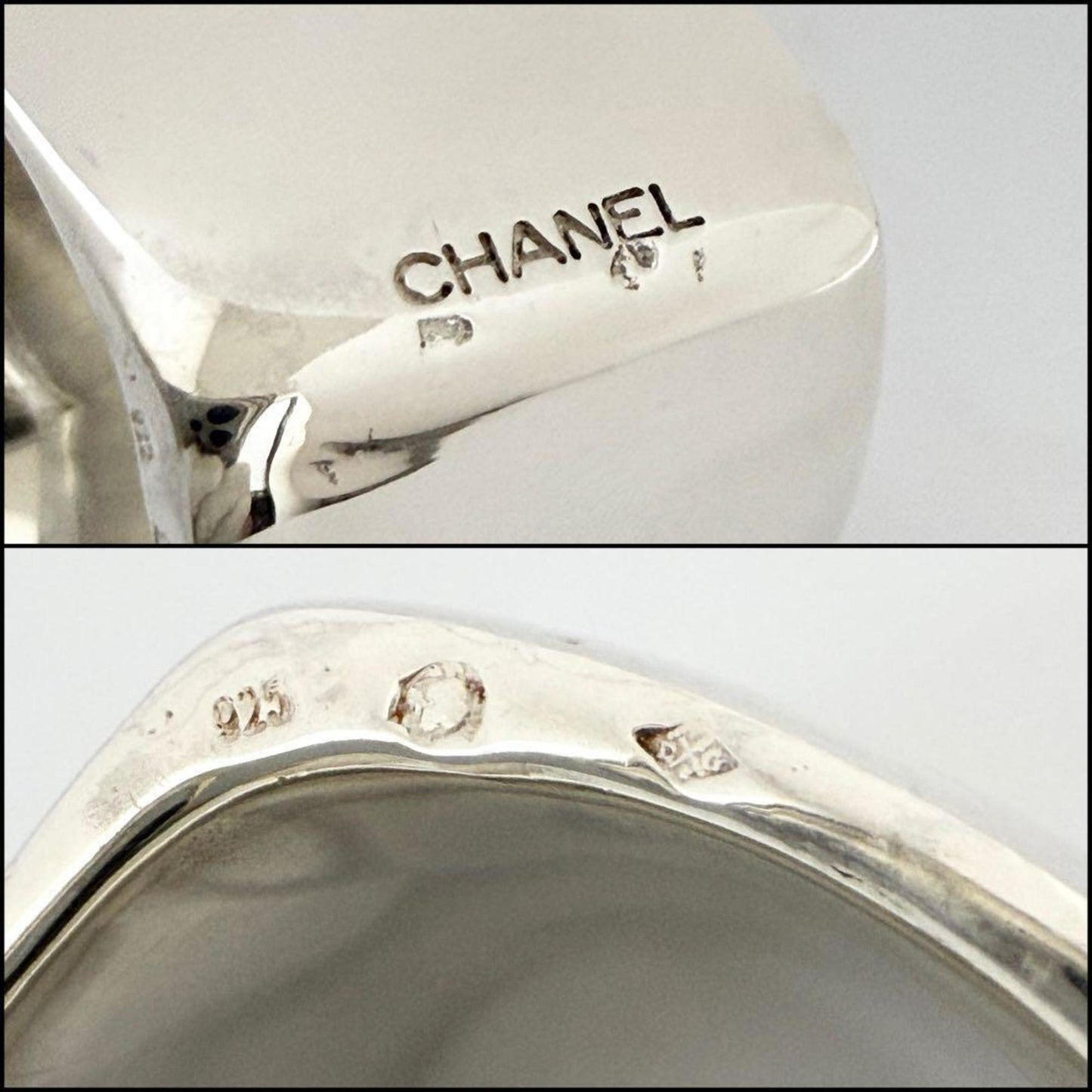 Chanel Vintage Wide Square Ring in 925 Sterling Silver