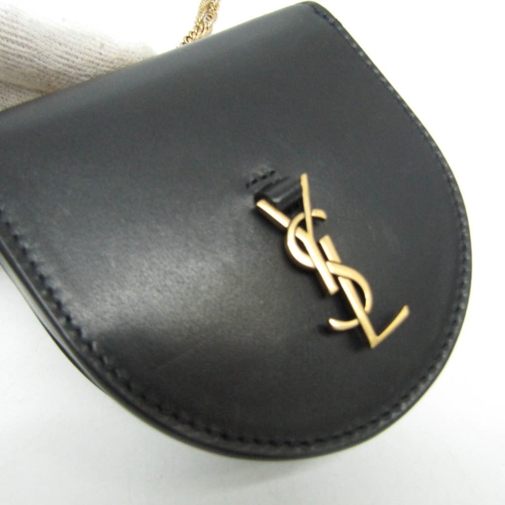 Saint Laurent Cassandra Logo Chain Shoulder Coin Purse Women's Leather Coin Purse/coin Case Black
