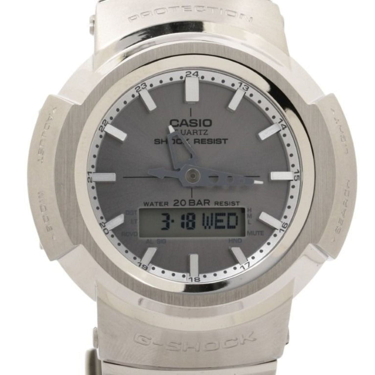 CASIO G-SHOCK FULL METAL AW-500 SERIES AWM-500D-1A8JF Gray Silver Stainless Steel Men's Watch — Like New