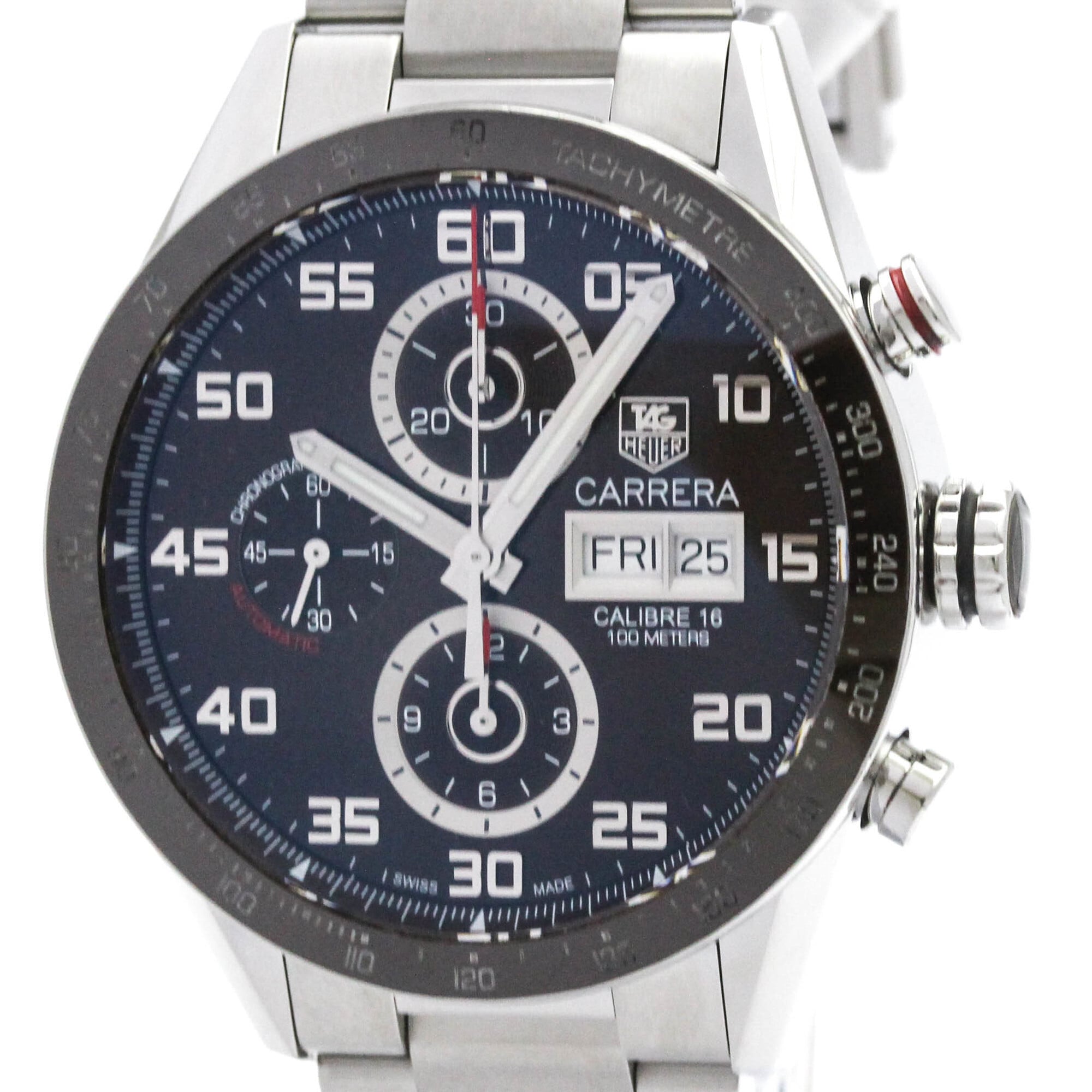 TAG HEUER Carrera Calibre 16 Chronograph Day Date Watch CV2A1S Polished — Very Good
