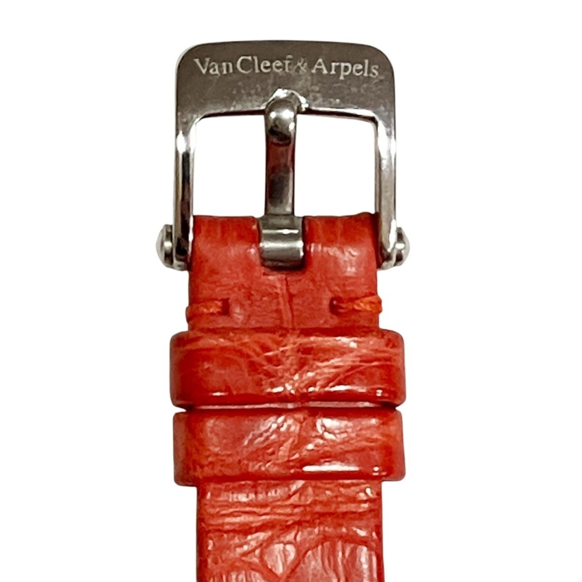 Van Cleef & Arpels Facade Watch, Total Weight 12.9g, Stainless Steel, Genuine Leather Strap, Quartz Movement, White Dial, 531963T5 — Good
