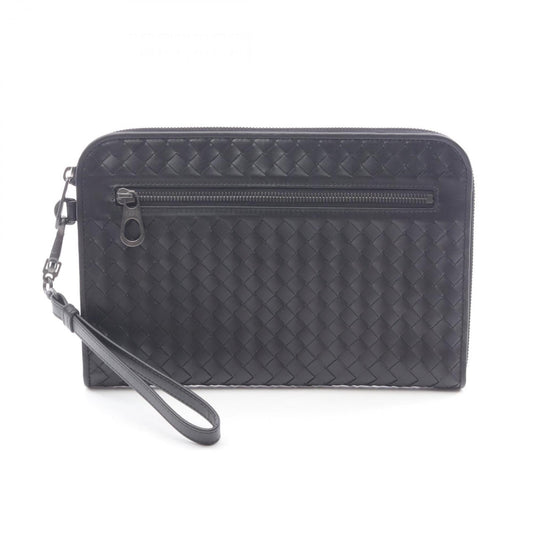 Bottega Veneta Intrecciato Leather Second Bag/Clutch Bag, Women's, Black, 493190