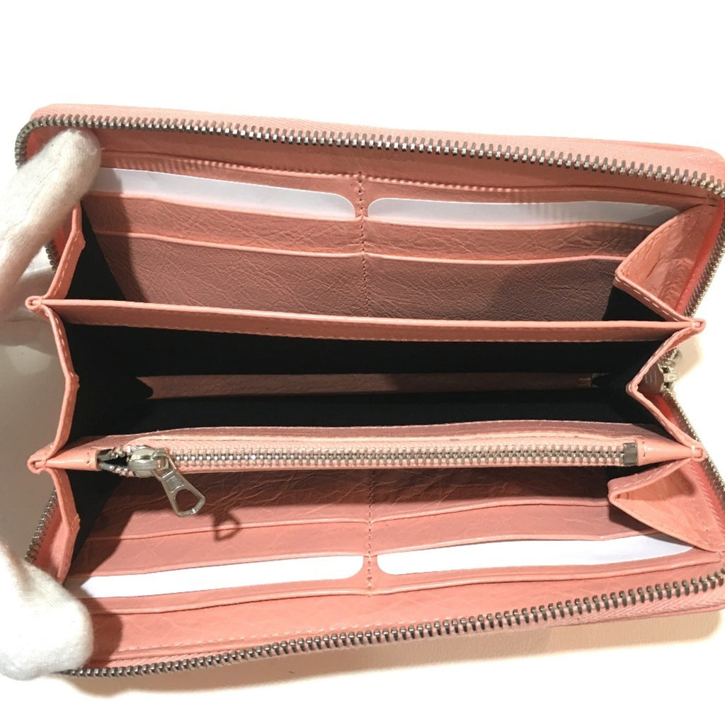 BALENCIAGA 419805 Exclusive Women's Leather Long Wallet with Zip-Around Design in Pink Beige