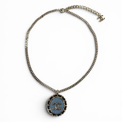 CHANEL (2025 model) B25P Coco Mark Denim Design Chain Necklace, Indigo Blue, Gold Hardware, Made in Italy, Women's — Like New