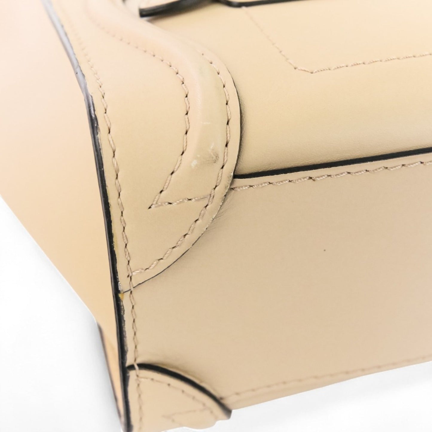 CELINE Luggage Nano Shopper 2-Way Tote Bag/Shoulder Bag in Two-Tone Beige and Black for Women