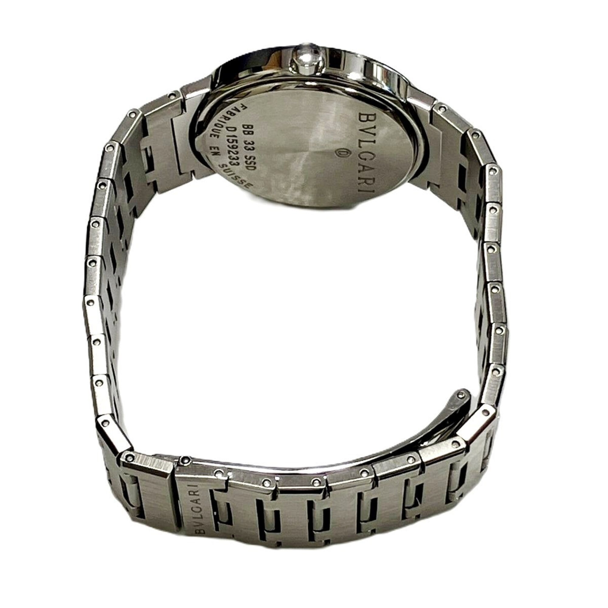 Bvlgari watch, total weight 78.8g, stainless steel, quartz movement, black dial, BB33SSD — Very Good