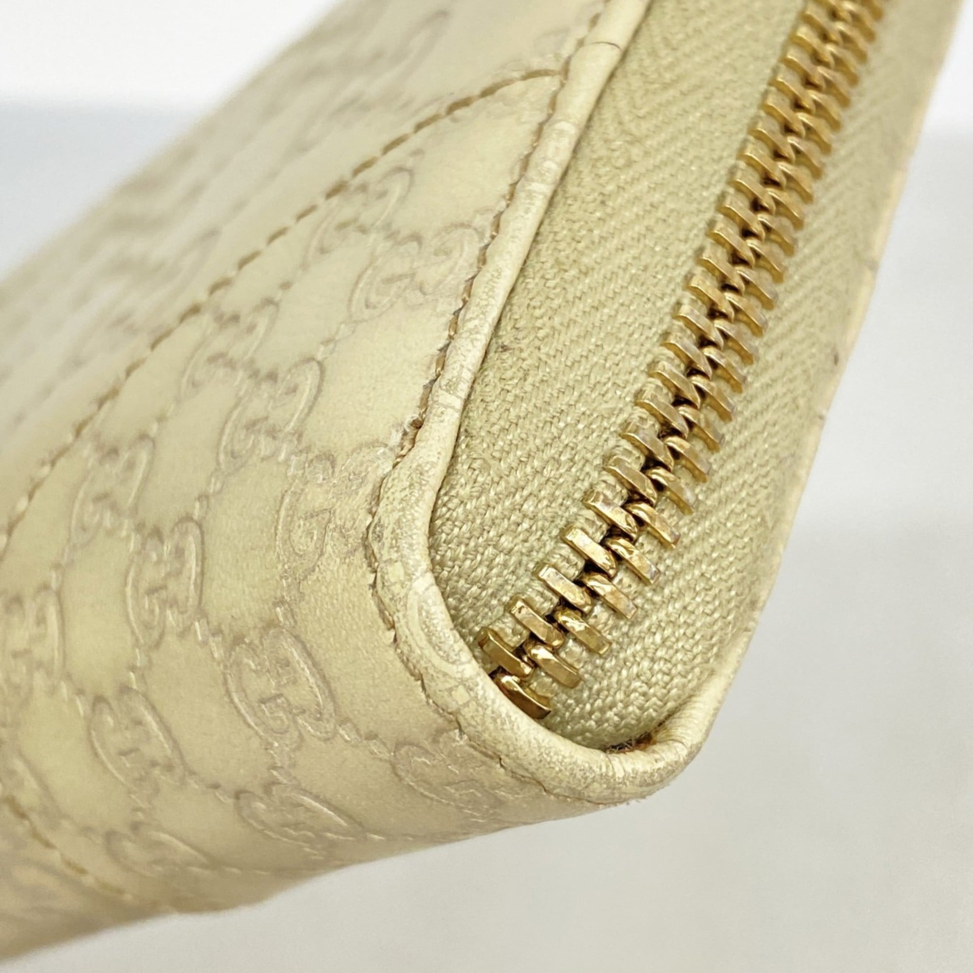 Gucci long wallet Guccissima 394005 leather ivory champagne for men and women