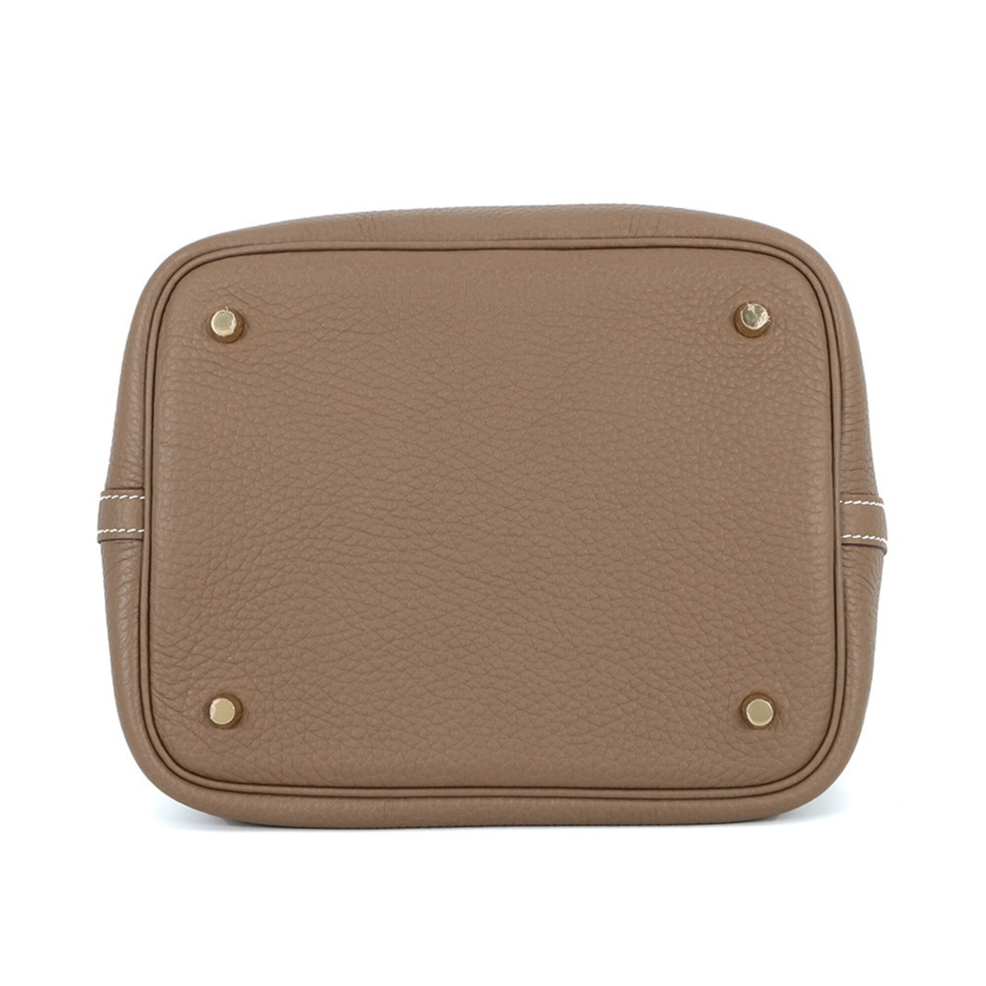 Hermes Picotin Lock MM Handbag, Etoupe, Taurillon Clemence Leather, B Stamp, HERMES Tote Bag, Lock, Picotin, Women's — Like New