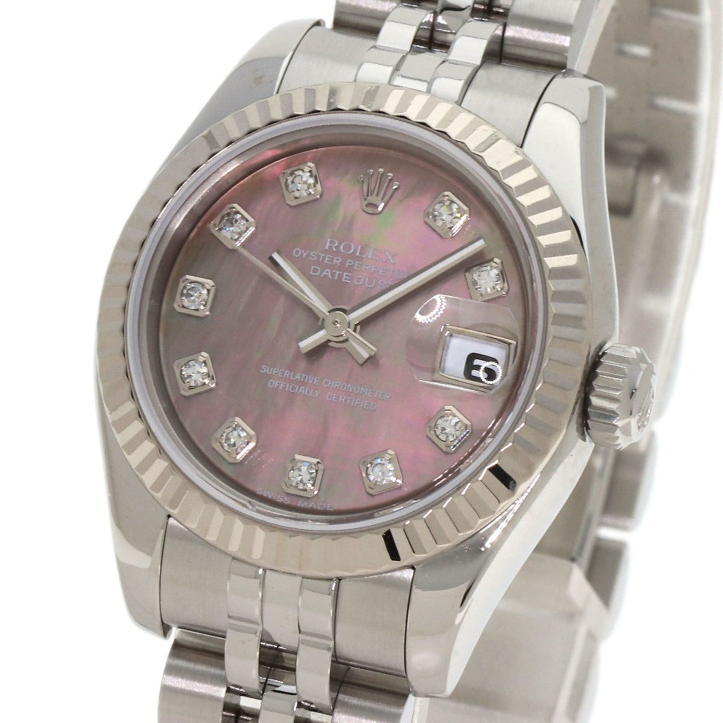Rolex 179174NG Datejust 10P Diamond Watch Stainless Steel SS K18WG Ladies ROLEX